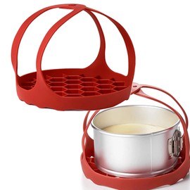 Silicone Sling Lifter Pot Silicone Bakeware Sling As Bakeware Pan Lifter and Roasting Rack(Red,size:6.5 Inch)