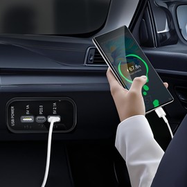 Kriogor 3 Ports 12V USB Socket, RV USB Outlet, Quick Charge PD3.0 Type C & Dual U SB-A Charger Socket Panel, Car Charger U SB 12 Volt Outlet for 12V/24V Car RV Marine Boat (Black-3 Ports)