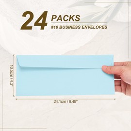 PATIKIL 24 Pack Light Blue #10 Business Envelopes, Colored Self Seal Letter Size Envelopes for Business Mailing Office Checks Invitation, 4-1/8 x 9-1/2 Inches