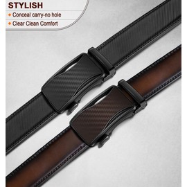 KEMISANT Mens Ratchet Belt 2 Units,Sliding Belt For Gift Mens Dress Casual 1 3/8",Size Adjustable(Black/Deep Brown,30"-36"Waist Adjustable)