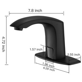 Greenspring Black Touchless Bathroom Faucet Automatic Sensor Brass Single Hole Commercial Lavatory Vanity Faucet with Cover Plate, Control Box and Temperature Mixer