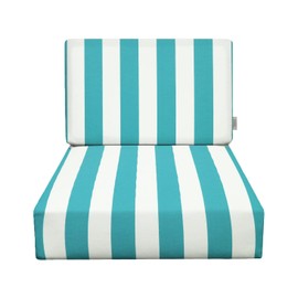 RSH DECOR: Foam Low Back Lounge Cushion Set | 25” x 25” | All-Weather Spun Fabric | Water and Fade-Resistant | Outdoor Chair Cushion Set for Patio Furniture | Cancun & White Stripe