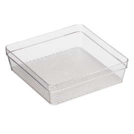 Oggi Clear Drawer Organizer - 6" X 6.25"- Ideal for Organizing Kitchen Drawers, Office, Desk, Silverware, Kitchen Utensils, Cosmetics and Bathrooms