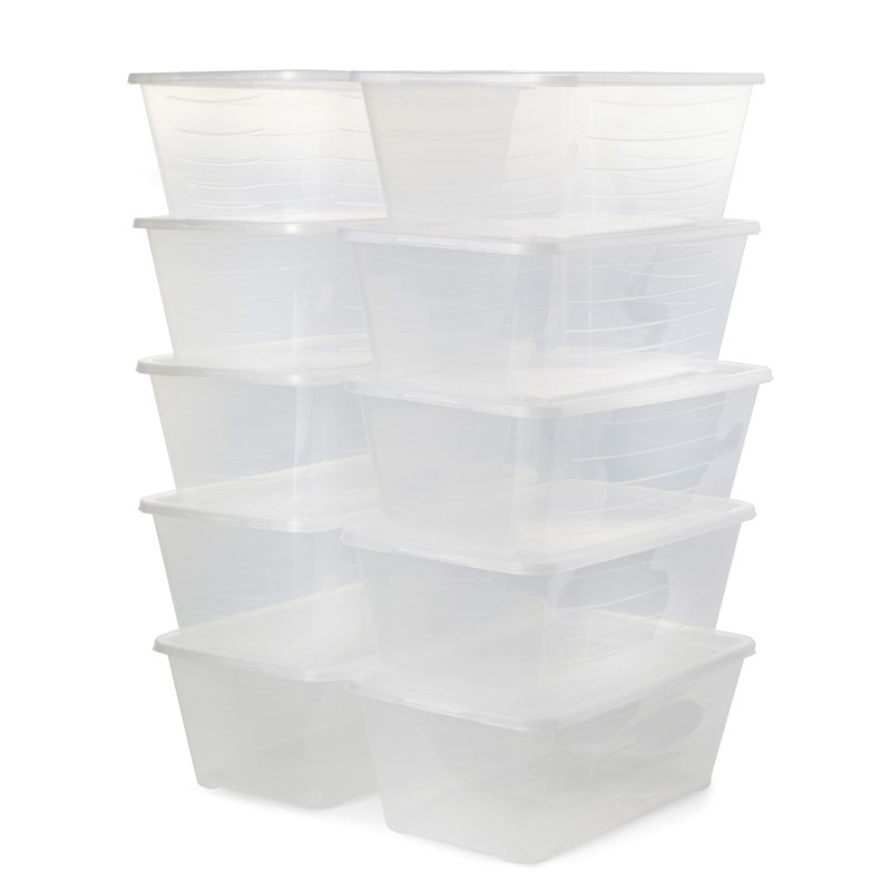 Life Story 10-Pack Plastic Storage Box, Stackable Shoe Organizer Tote