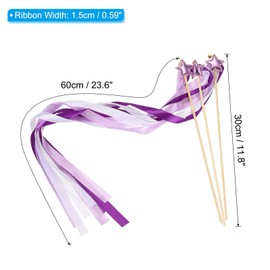 PATIKIL Fairy Wands, 24 Pack Ribbon Streamers with Bells Silk Stick for Wedding Party Birthday Activities Holiday Celebration (Purple, Dark Purple, White)