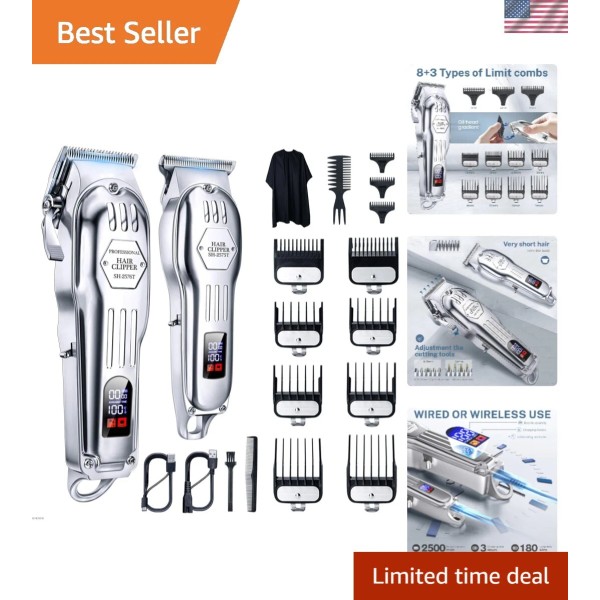 Professional Cordless Hair Trimmers with 4-Speed Motor & Complete Accessory