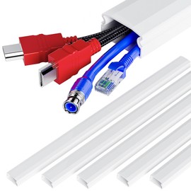 Delamu Cord Hider Wall, 94.5in Cord Covers for 3-4 Wires on Wall, Easy Set up Cable Hider Cable Management, Large Wire Hiders Wire Covers for TV Cords, Cables Cover Raceway, 6X W1.18 H0.67in, White