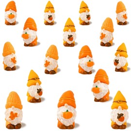 DTOFOOT 16 Pcs Fall Mini Gnomes Figurine Autumn Thanksgiving Tiny Resin Gnomes Small Gnome Figurines for Fall Harvest Indoor Outdoor Garden Table Plant Pot Decor
