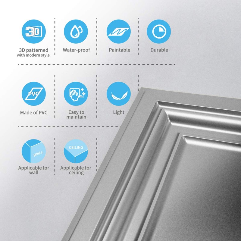 Art3d PVC Ceiling Tiles, 2'x2' Plastic Sheet in White (12-Pack)