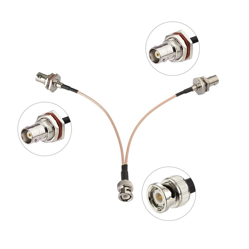 BNC Splitter Cable 1 Male to 2 Female RG316 15CM