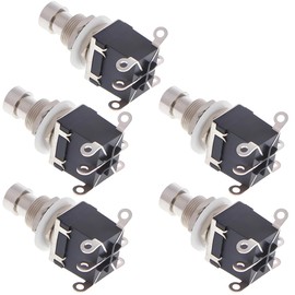 LKRXW 5Pcs DPDT 6 Pins Guitar Effect Pedal Footswitch Momentary Box Stomp True Bypass Guitar Switch Push Button Metal Foot Switch Solder Lugs Terminal AC 250V/2A 125V/4A