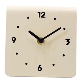Desktop Clock Simple Modern Quiet Movement Metal Desk Clock Ornament for Bedroom Bedside Living Room Home Cream White