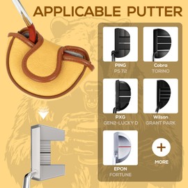 LZFAN Golf Club Head Cover Golf Head Cover Driver Headcover Fairway Wood Headcover Hybrid Club Head Cover Golf Blade Mallet Putter Cover Beer Bear (Half Mallet Putter)