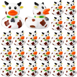 Relaxgiant 48 Pcs Cow Ducks Mini Cow Rubber Ducks Bulk Cow Print Duck for Birthday Party Favors Baby Shower Kids Boys Girls Bathtub Swimming Pool Pond Car Party Decorations (Highland Cow Print)