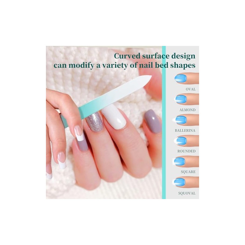 2-Pack Mini Glass Nail File with Case for Natural Nails,2mm