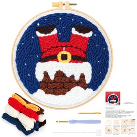 JSRQT Punch Needle Embroidery Starter Kits Christmas Beginner Rug Hooking Kit with Embroidery Hoops Instructions Handcraft Punch Needle Kit for Adults Rug-Punch & Pinch Needle Cross Stitch Kits Craft