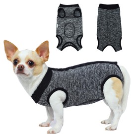 AOKAZI Surgical Recovery Suit, Dog Body Suits After Surgery, Professional Recovery Suit for Dog Cat, Comfortable E Collar Alternative, Prevent Licking Dog Onesie (Black Gray, X-Small)