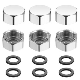 Pack of 6 Stainless Steel Caps, Hose Caps, Hexagonal 3/4 Inch, Drain Preventer Blanking Plugs, Internal Thread End Cap, Sealing Caps, Pipe Cap, Stainless Steel Fitting with Hose Washers
