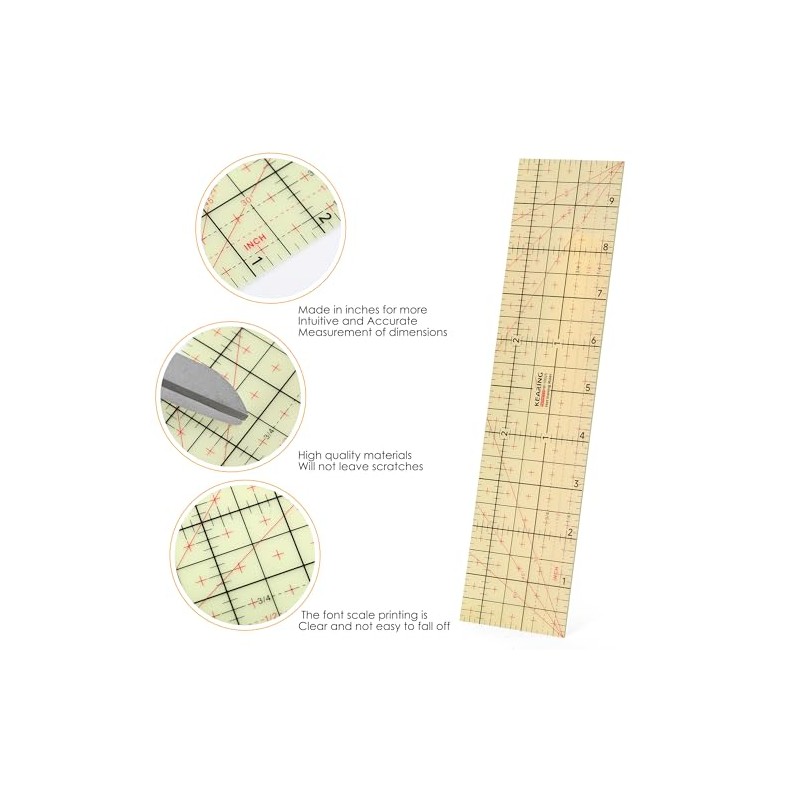 Regla de dobladillo caliente, regla de planchado rectangular de 10