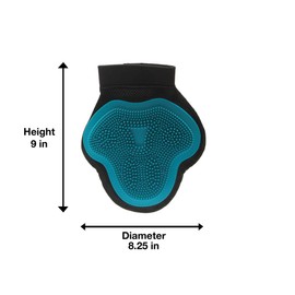 Messy Mutts Reversible Silicone Pet Grooming Glove for Gentle Massage, Bathing and Hair Removal, One Size, Blue