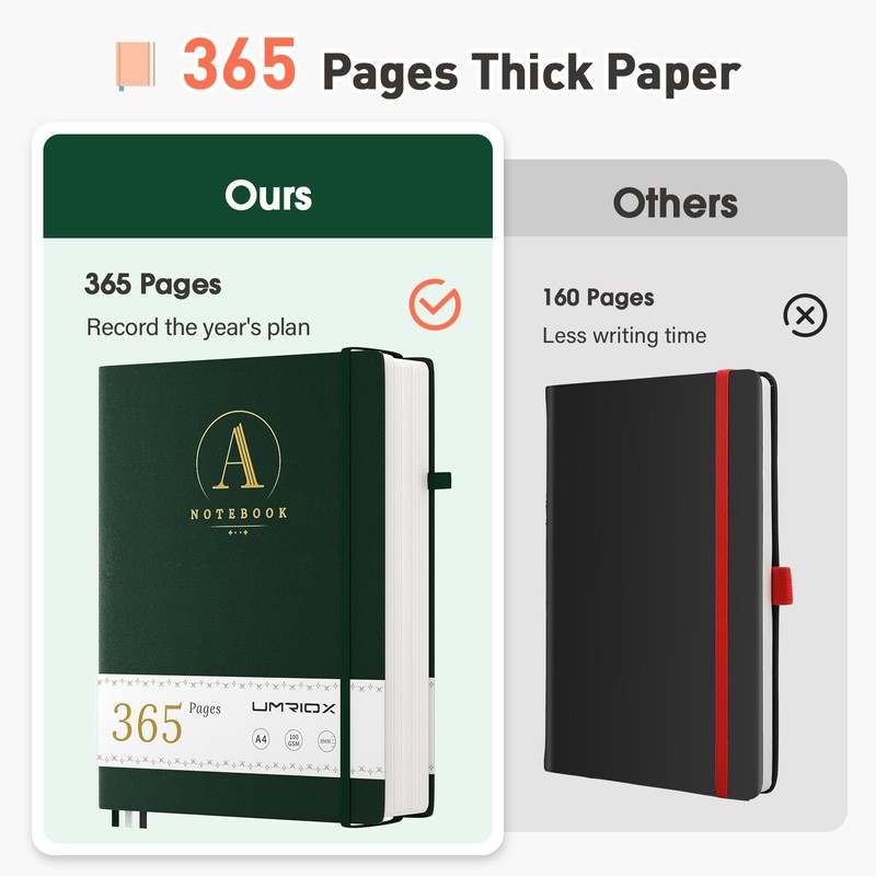 Umriox Notebook A5 Lined, Diary for Adults, Hardcover Journal with
