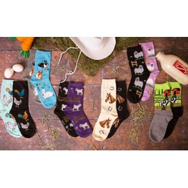 Foozys Women’s Crew Socks | Flying Pigs Farm Novelty Socks | 2 Pair
