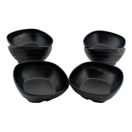 Anforama Set Juego Kit Tazón Sopero Moderna Negro Grueso 6pzas 250ml