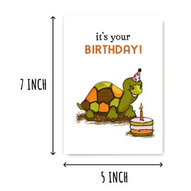 VKNDesigns It's Your Birthday Card - Cute Turtle Card - Pretty Birthday Cheers Card - Happy Birthday Turtle Card - Card For Kids, White