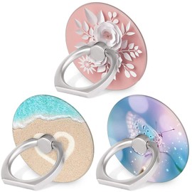 Bonoma Phone Ring Holder, 3 Pack Beach Flowers Butterfly Universal Finger Ring Stand Grip Kickstand Compatible with Smartphones and Tablets