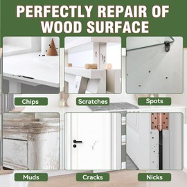 Wood Touch Up Paint, 1.5 OZ White Touch Up Paint Pen for Furniture Refinishing, Quick-Dry Wood Repair Kit for Scratches,Chips and Spot on Furniture, Floor, Cabinets, Tables, Dresser and Door