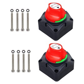 Battery Disconnect Switch, Gioyonil 12-48V Master Power Cut Shut Off Isolator 275Amps Camper Travel Trailer Switch for Car RV ATV Boat Marine Truck, 2 Pack