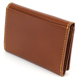 Kitamura ZH0484 Nume Leather Business Card Holder, Brown/Yellow Stitch [Brown] 60401