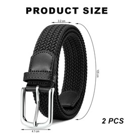 YOYEAH 2 Stück Elastischer Gürtel Herren - Stretchgürtel Flechtgürtel ohne Löcher - Dehnbarer Herrengürtel - Männergürtel