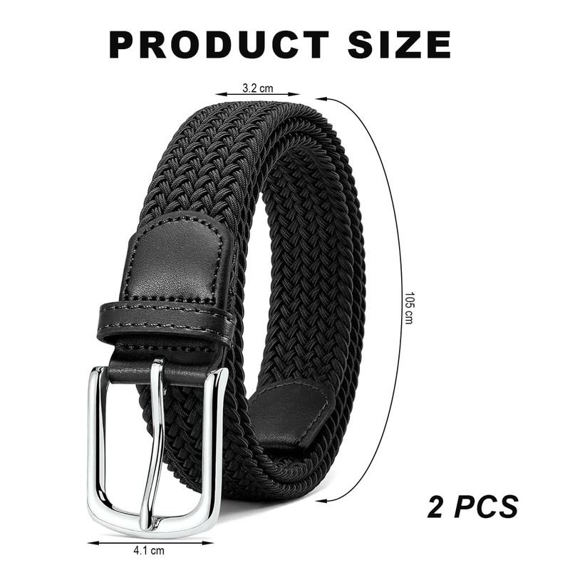 YOYEAH 2 Stück Elastischer Gürtel Herren - Stretchgürtel Flechtgürtel ohne