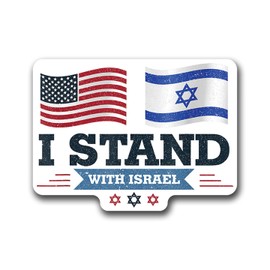 I Stand with Israel Vinyl Decal Stickers - for Cars Windows Bumpers Laptops Walls Cups - 5.5 Inches at Largest Point - 6 Designs to Choose from (Flags Side by Side)