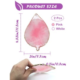 Resin Nail Art Palette,Leaf Design Nail Painting Polish Palette Color Mixing Makeup Tools Gel Polish Tray Cosmetic Mixing Tools Makeup Display Board(White&Pink)