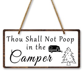 Funny Camping Sign No Pooping Hanging Sign 10x5 Inch Thou Shall Not Poop in the Camper Hanging Plaque Camping Sign Camper Decor Camper Bathroom Sign Wall Hanging Plaque Decor for RV Home Farmhouse
