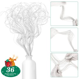 Glitter Curly Ting Ting Branches Christmas Branches Vase Filler Artificial Curly Twigs for Christmas Tree Garland Wreath Decoration, Craft Vases Home Garden Decoration (White, 36 Pieces)