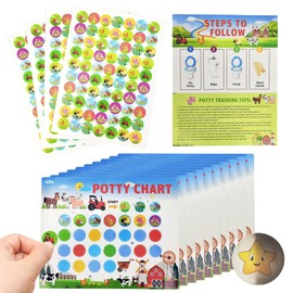TSBSHum 18-Piece Potty Training Chart,Potty Training Sticker Chart for Boys,Made of Waterproof Paper,Helps Toddler Kids Learn Toilet Independence with Reward Stickers (Farm Themed)