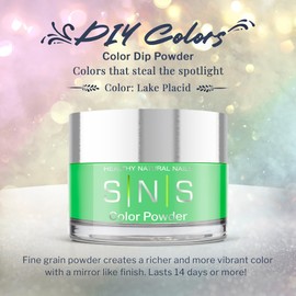 SNS Healthy Natural Nails SNS Nail Dip Powder Colors, Gelous Color Dipping Powder - Lake Placid (Green Cream) - Long-Lasting Dip Nail Colors for Healthier Nail Beds - Low-Odor Nail Color for Professionals & Home DIY - 0.5 oz