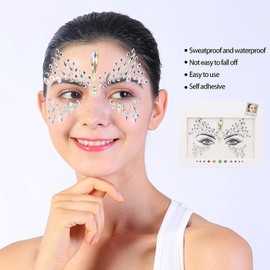 Pegatinas Faciales- Joyas Faciales Sirena Halloween, Brillantes, 7# Resistente al Agua, Diamantes Faciales, Cristales Faciales, Pegatinas Reutilizables, Ajuste Para Fiestas y Festivales