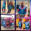 Ficlwigkis 80s 90s Outfit Men Women, 6 Pieces Blue Carnival