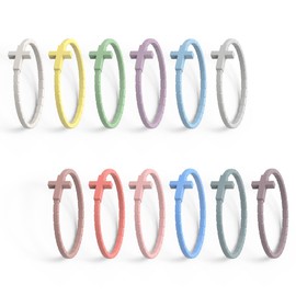 YalsFTY 12PCS Pastel Cross Silicone Bracelets for Kids & Youth – Soft Color Christian Rubber Wristbands, Religious Party Favors Gifts, Waterproof, 54.4mm Diameter