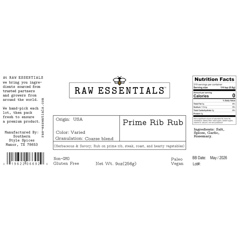 Raw Essentials Prime Rib Rub – Herbaceous and Savory –