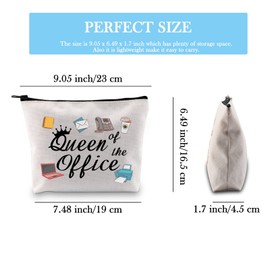 GJTIM School Secretary Gift Secretary Thank You Zipper Pouch Gift Queen of Office Travel Makeup Bag Gift for Coworkers (Office Queen Bag)