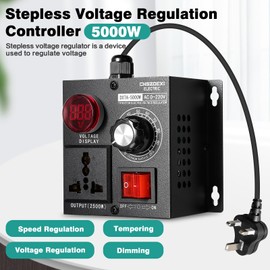 DEWIN Voltage Regulator Dimmer, SCR Stepless Voltage Regulator AC 110/220V 5000W Electronic Voltage Regulator Temperature Motor Fan Speed Controller Dimmer
