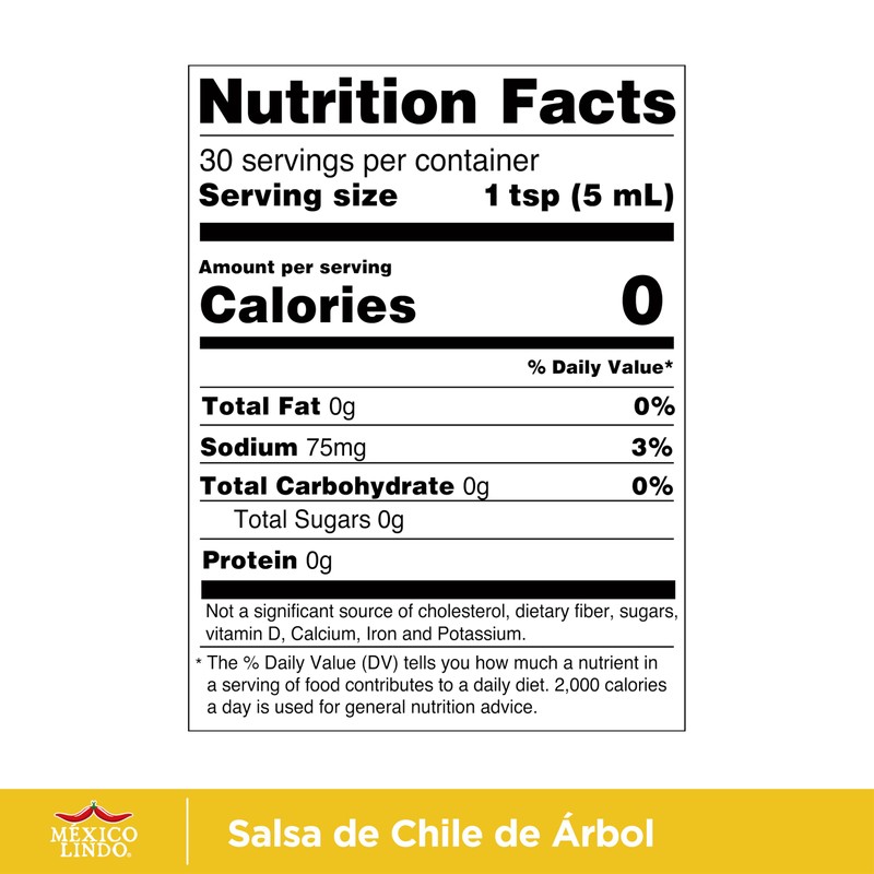 Mexico Lindo Chile de Arbol Hot Sauce Ingredients | 12,190