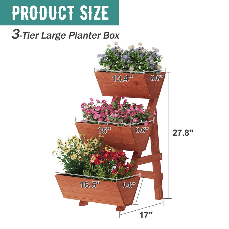 viewcare Raised Garden Bed, 3 Tier Small Vertical Garden Planter
