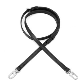 seventeenzone Adjustable Replacement Leather Strap for Alma SP Vegetable Tanned Wide Cross Body Strap for Purse Handbag (Black Strap Width 1.2cm(0.47 inch)+ Silver HD)