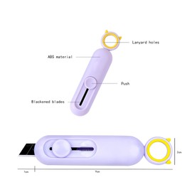 Mini Utility Knives Demonic cute Shaped Art Plastic Portable Small Letter Opener Slide Open for Cutting DIY Crafts Multi-color Box Cutter Retractable Paper Envelope Carton Portable Cutter